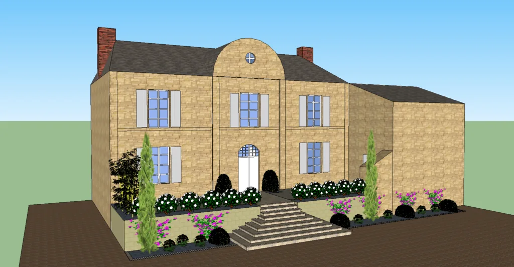 Vue 3D d’un jardin et de ses circulations