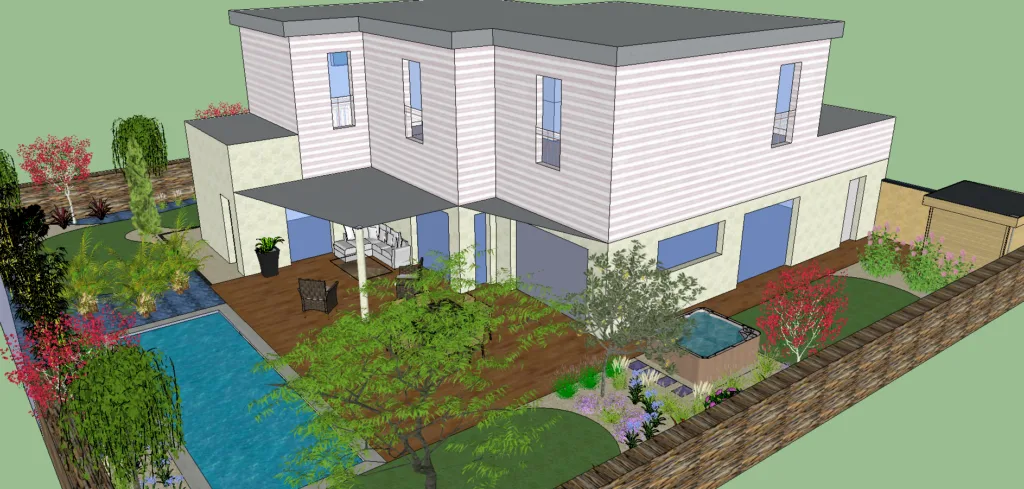 Simulation 3D d’un projet de jardin par Paysage Cocooning